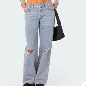 EDIKTED Debbie Distressed Low Rise Jeans